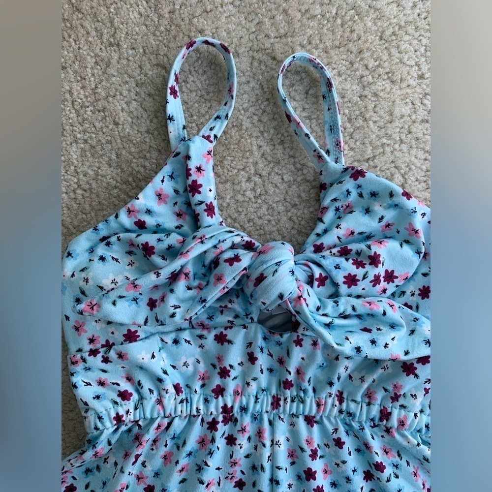 Baileys Blossoms Size 5T Blue Floral Romper - Picture 4 of 6